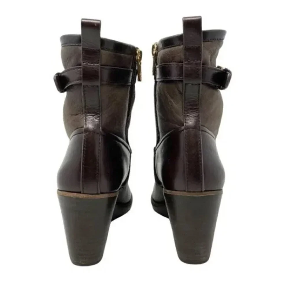 Tory Burch Primrose Lamb Leather Shearling Wedge Ankle Boots - Size 6.5